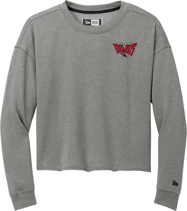 York Devils New Era Ladies Tri-Blend Fleece Crop Crew